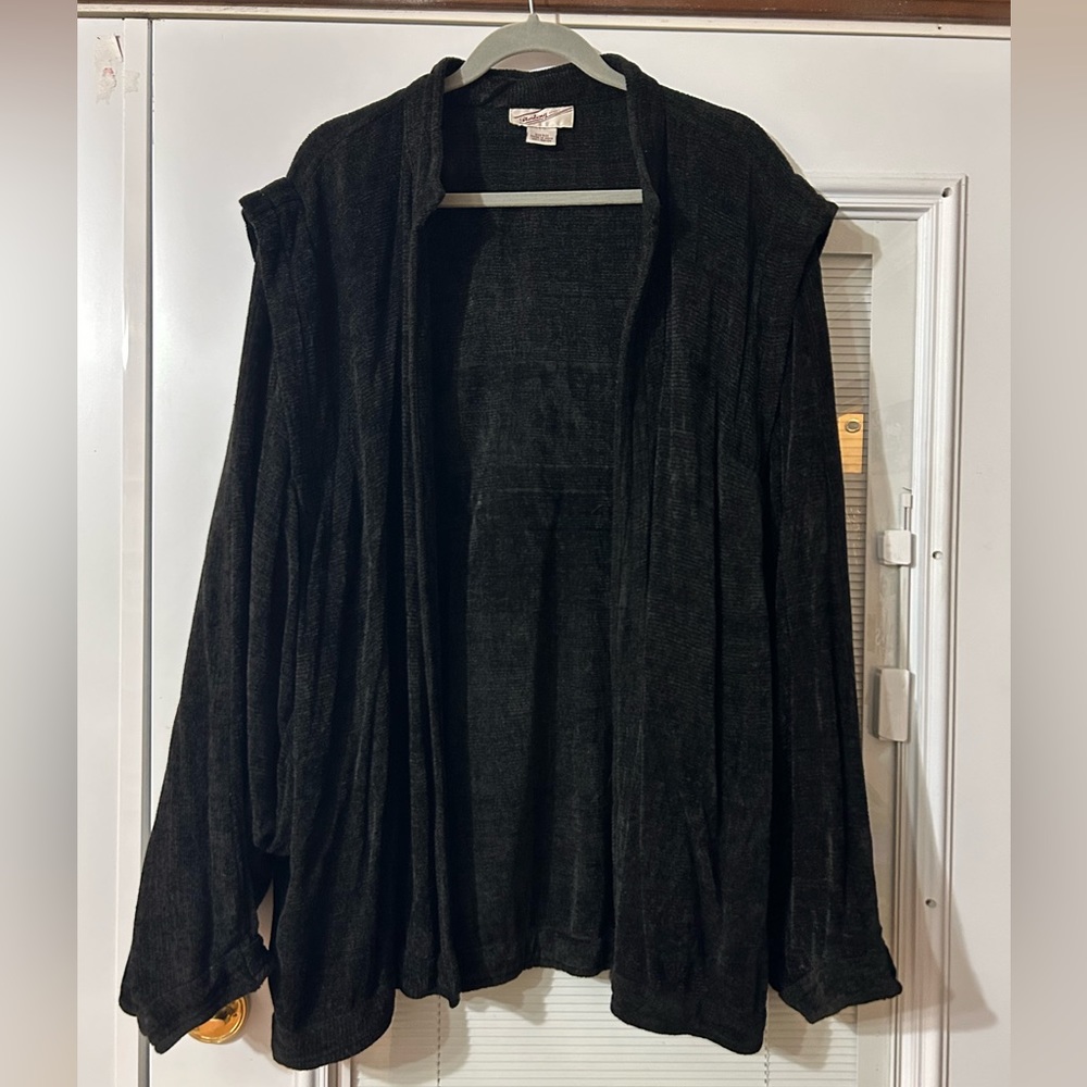 Vintage Sterling Styles Oversized Black Corduroy Jacket Batwing Sleeve OS